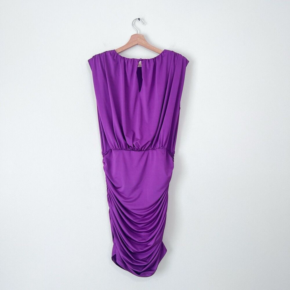 Veronica Beard Bora Dress 8 Dark Violet Ruched Sleeveless Bodycon Mini NWT $448 - Picture 9 of 14